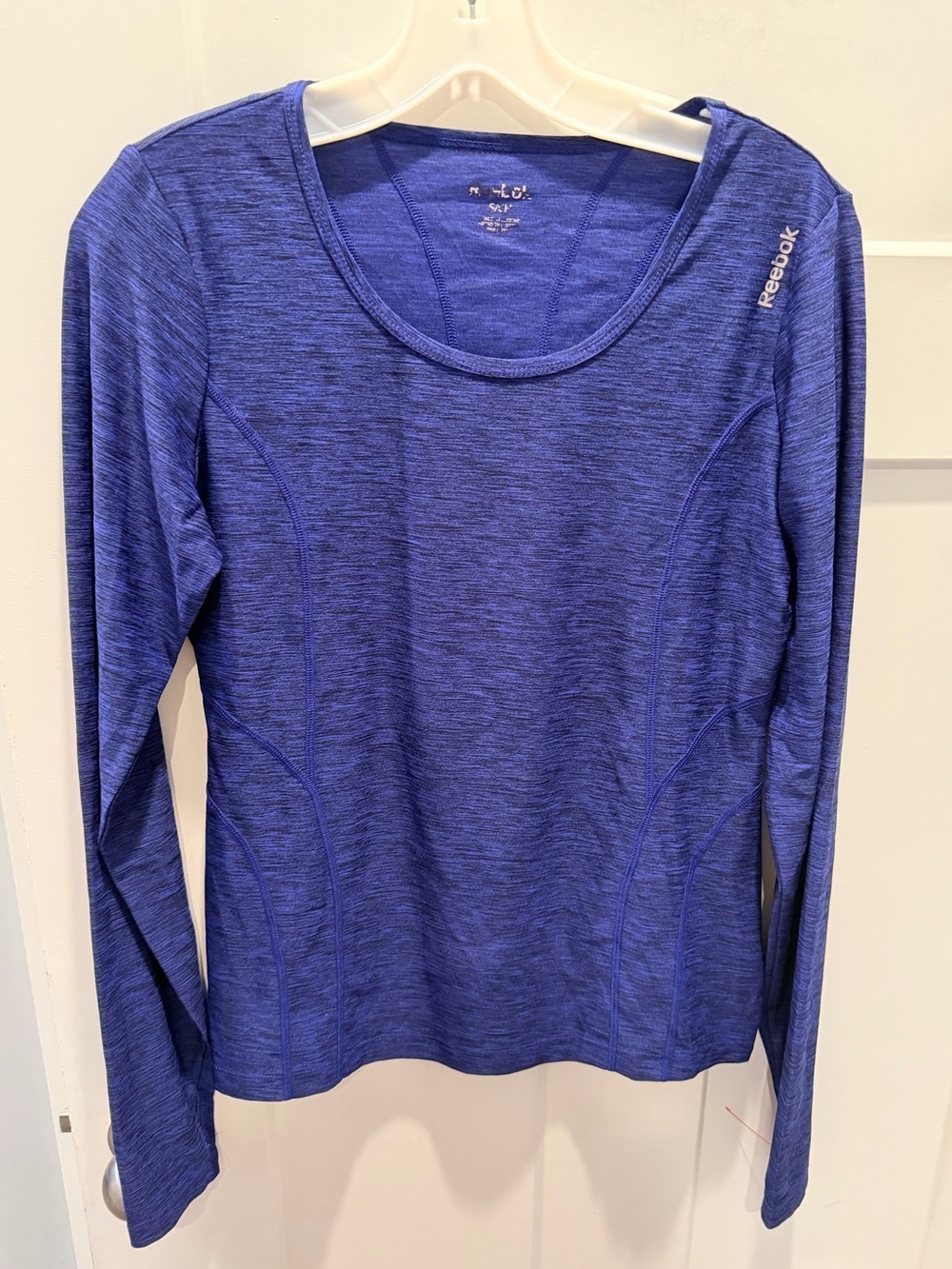 Reebok Small Blue Heathered Long Sleeve Performance Athletic Workout Running Top